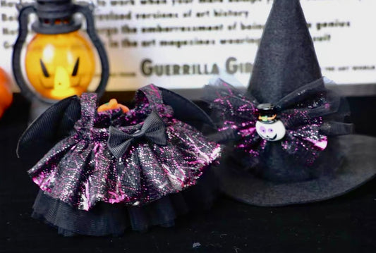 Halloween Purple Witch Outfit – Sparkly Dress & Magic Hat