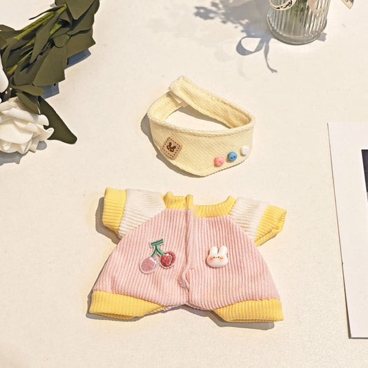 Fuzzy Baby-Style Doll Outfit – Pastel Handmade Clothes