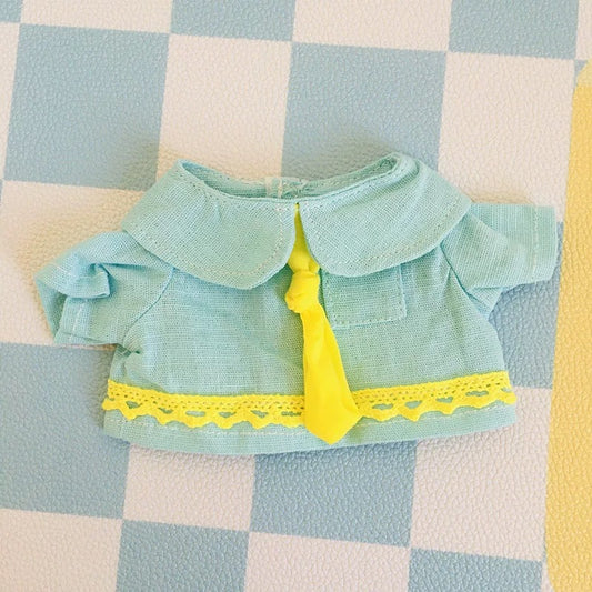 Mint Green Doll Shirt with Yellow Bow Tie – Handmade Summer Top